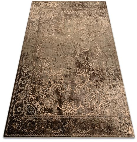 rugsx Wollteppich Omega für Wohnzimmer Schlafzimmer Braun 200x300 cm