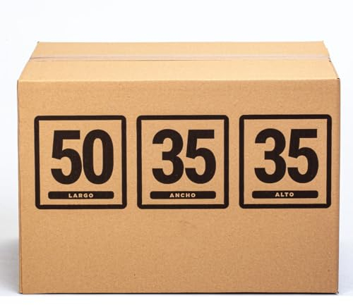 TELECAJAS | 10 Cajas 50x35x35 cm de Cartón Robustas. Mediana para Mudanza con Asas - Ideal Disco Vinilo | Pack de 10 cajas