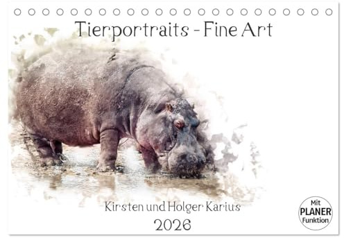 Tierportraits - Fine Art (Tischkalender 2026 DIN A5 quer), CALVENDO Monatskalender: Zwölf ausgesuchte Fine Art Tierportraits in einem Kalender ... Holger und Kirsten Karius. (CALVENDO Tiere)