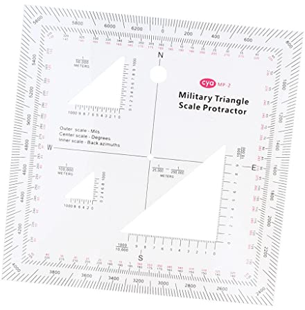 Militär Planzeiger Coordinate Scale Schablone für Taktische Zeichen aus Acryl, Militärischer Winkelmesser für die Koordinatenskala, Hilfsmittel für topografische Karten, Grafische Trainingshilfe, A