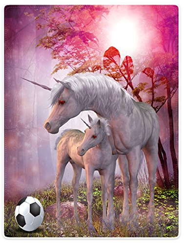 YISUMEI Decke 150x200 cm Kuscheldecken Sanft Flanell Weich Fleecedecke Bettüberwurf Einhorn Fußball