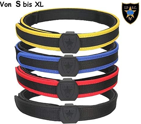 Maximtac IPSC Klett-Gürtel/Koppel in 4 Farben und 4 Größen S-M-L-XL mit Untergürtel und Obergürtel sehr stabil und steif mit Klettverschluss Farbe Schwarz, Größe XL Taillenumfang 110-130 cm