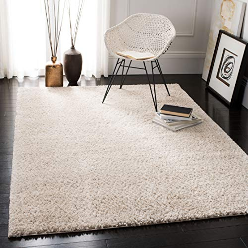 SAFAVIEH Zottelig Teppich für Wohnzimmer, Esszimmer, Schlafzimmer - August Shag Collection, Kurzer Flor, Beige, 160 X 229 cm