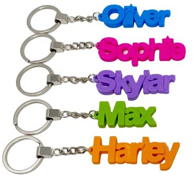Personalised keyring for kids, Name keyring with icons, Name Tags, Sturdy high quality keychain, Letter keyring, Stocking Filler, Eco friendly PLA plastic, Free UK postage