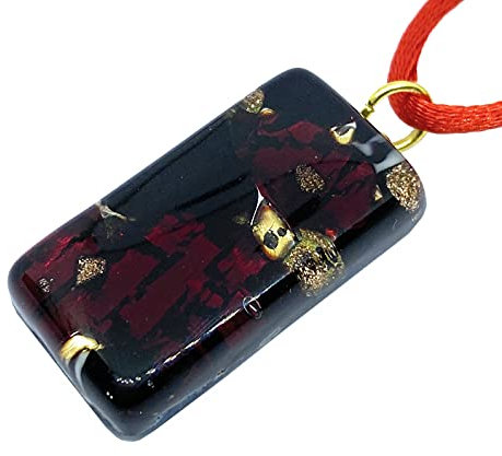 Bijou en verre de Murano Pendentif en verre de Murano sur une base de feuille d'or 3 cm x 1,5 cm avec coffret cadeau et certificat (Lisa)