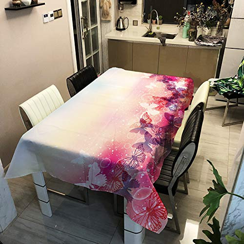 Morbuy Nappe Rectangulaire Nappe de Table Imperméable Lavable et Facile d'entretien Papillon Impression pour Ménage Table Basse Cuisine Jardin Extérieure Picnic (Rose,140x140cm)