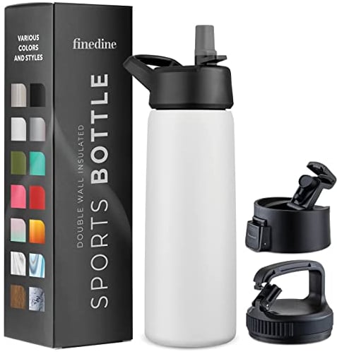Triple Insulated Stainless Steel Water Bottle with Straw Lid - Flip Top Lid - Wide Mouth Cap (750 ML) Insulated Water Bottles, Keeps Hot and Cold - Great for Hiking & Biking (Pure Pearly White)