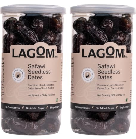 Lagom dattes safawi gourmandes sans pépins 1 kg Arabie saoudite naturelle sans conservateur, sans sucre ajouté, sans gluten, végétalienne, végétale, sans OGM, dattes, fruits secs, khajur,
