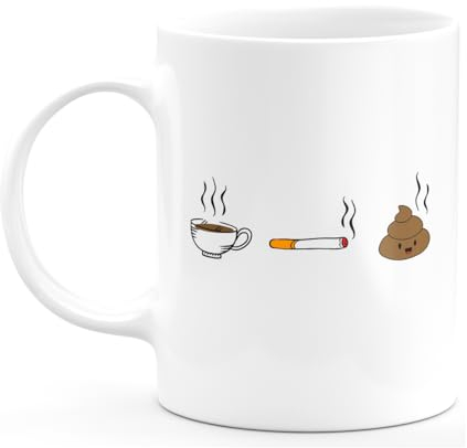 quotedazur - Mug Café Clope Caca - Blanc/Céramique