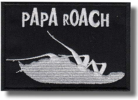 Bestickter Aufnäher zum Aufbügeln, Motiv: Papa Roach, modernes Blumenmuster, 1 Stück