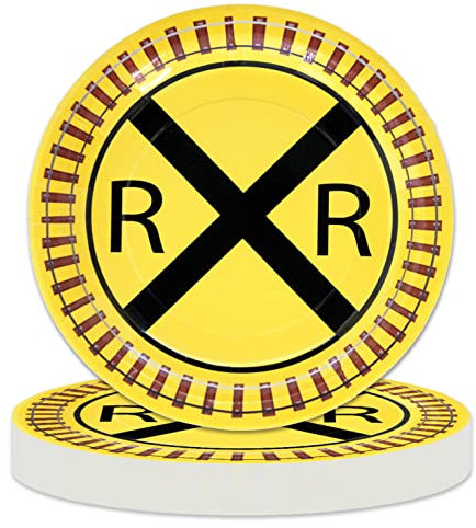 Havercamp Railroad Party Round Dinner Plates | 24 Count | Great for Train Themed Events, Kid's Birthday Party, Train Collectors' Gathering, Retirement Party, Father's Day, Graduation Party