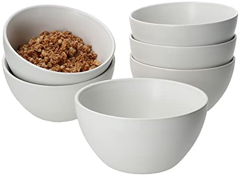 MamboCat White Biata 6er Set Müslischalen 400 ml I Schüssel-Set in Matt-Weiß I Steingut-Schalen für 6 Personen I Bowl-Set mit Ø 14cm I Steingut-Geschirr handgefertigt & mikrowellengeeignet