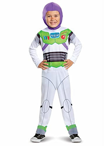 Disney Official Classic Buzz Lightyear Costume Kids, Buzz Lightyear Dress Up Onesie, Toy Story Dress Up Costume Fancy Dress, World Book Day Costumes for Boys XS