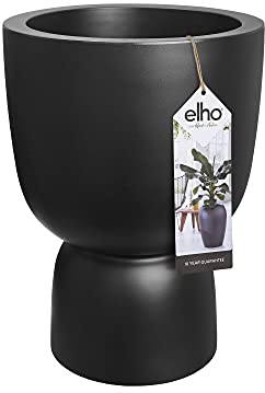 Elho Pure Coupe 35 - Pot De Fleurs pour Intérieur & Extérieur - Ø 34.9 x H 49.0 cm - Noir/Noir