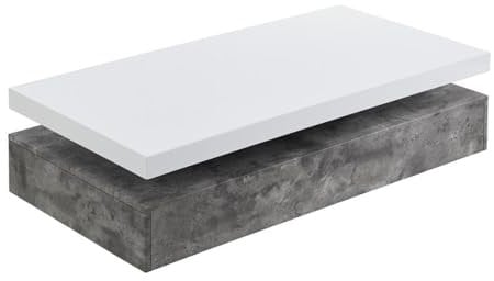 Vente-unique-Couchtisch mit 2 Schubladen - MDF - Beton-Optik & Weiß - Felix