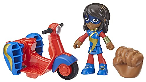 Spidey and his Amazing Friends Marvel Ms.Marvel Action Figure and Embiggen Bike Vehicle, Preschool Toy for Kids Ages 3 and Up