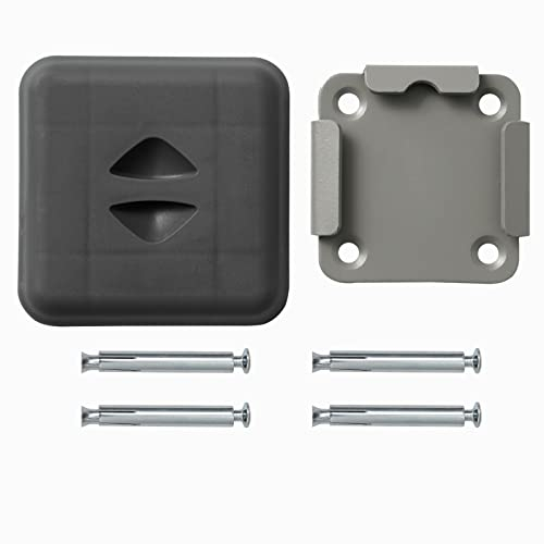 LARMNEE Bodenhalterung für Seitenmarkisenpfosten, Blech mit Kunststoffabdeckung, Seitenmarkise mit Aluminiumpfosten 160-200 cm, Grau EBE163BP02-HI