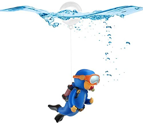 FuninCrea Mini Aquarium Decorations, Lovely Diver Resin Fish Tank Decorations Floating Diver Landscape Ornament for Home Office Aquarium Accessories (Style-A)