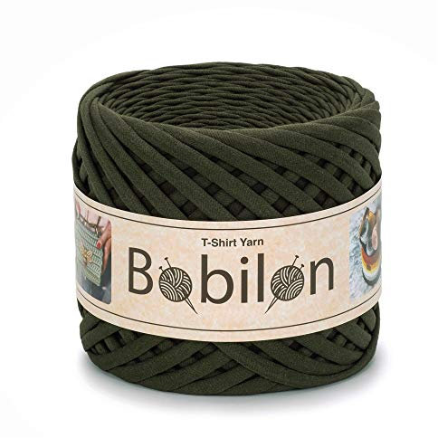 Bobilon T-Shirt Garn 110 Yards für Makramee, Häkeln, Stricken, 100% Baumwolle, 5-7mm, Moosgrün