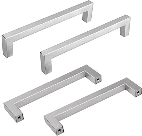 Schrankgriffe,4 Stück Moderne Edelstahl Außen Quadrat 12x12mm Griffe, Möbelgriffe,Mehrweg, für Küchen Schubladen Schrank Möbel