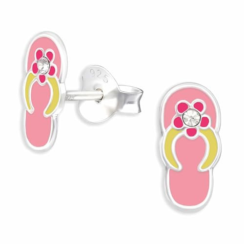Monkimau Flip Flop Schuhe als Ohrstecker Ohrringe aus 925 Silber Schmuck Silberohrringe Medizinisch für Kinder Mädchen Damen Frauen