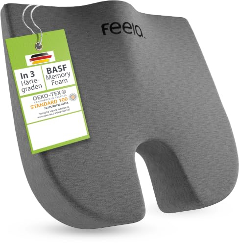 feela.® Orthopädisches Keilkissen [3 Härtegrade] – Memory Foam Haltungskorrektur für mehr Sitzkomfort & Entlastung bei Ischias – Ideales Sitzkissen Stuhl fürs Büro & Sofa (Hart)
