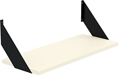 AKKE Wandregal - Hängeregal mit 18 mm Möbelplatte und Metallhalterungen - Wandablage für Moderne Wohnräume, Bücher, Pflanzen und Deko - Loft Flat 80 cm x 20 cm Vanille