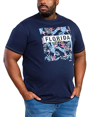 D555 Mens Prestwick Big Tall Florida Floral T-Shirt - 3XL Navy