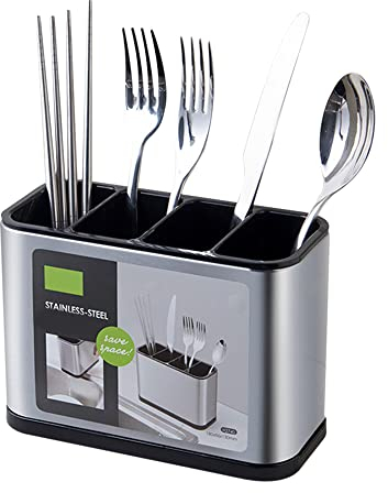 FUYTERY Soporte para Utensilios de Cocina de Acero Inoxidable Organizador de Palillos Escurre Cubiertos Cubo de Almacenaje Utensilios de Cocina Herramienta de Cocina