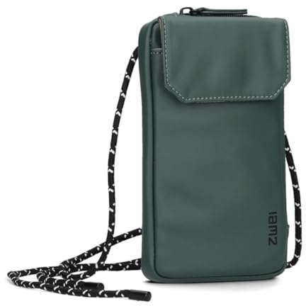Zwei Handytasche zum Umhängen Cargo CAP30 mit Geldbörse 19 x 10 cm, Münzfach, 4 Kartensteckfächer, umlaufender Reißverschluss, längenverstellbarer Riemen, wasserabweisendes Hydroflex Material (pine)