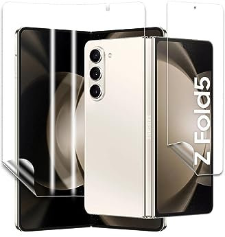 【1 + 1 + 1 Pièces】Protection Ecran TPU Souple Compatible avec Samsung Galaxy Z fold 5, Film Protection Haute Sensibilité Tactile, Ultra Clair