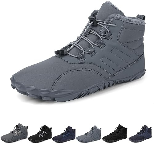 Barefoot Winter Outdoor Shoes, Men & Women, Autumn & Winter, Waterproof, Grey B, 9 UK