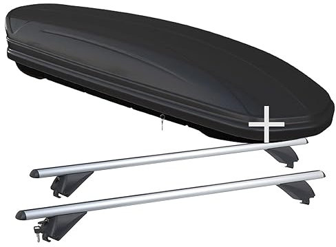 Dachbox VDPMAA320 320 Liter abschließbar schwarz matt + Dachträger VDPR003 kompatibel mit Skoda Octavia IV Kombi 5 Türer ab 2019