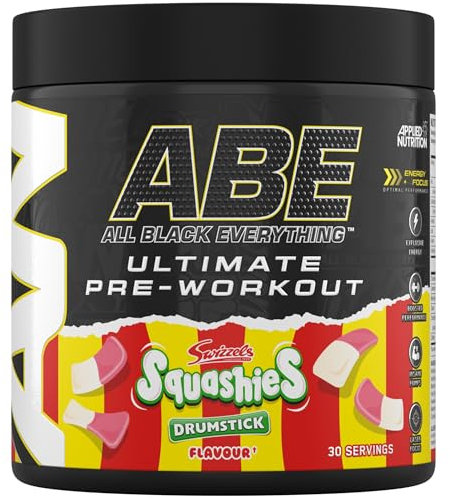 Applied Nutrition ABE Pre Workout - All Black Everything Pre Workout Powder, Energy & Physical Performance with Citrulline, Creatine, Beta Alanine (375g - 30 Servings) (Swizzels Squashies)
