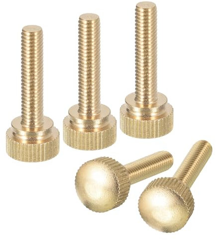 sourcing map Rändelschrauben, M6 x 25 mm, 5 Stück Messing-Rändelschrauben mit Schultergriffknöpfen, Messington