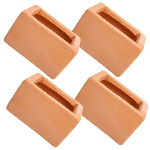 Lot De 4 Pots De Fleurs Décoratifs en Terre Cuite en Céramique Rouge pour Plantes Succulentes Et Support Dintérieur