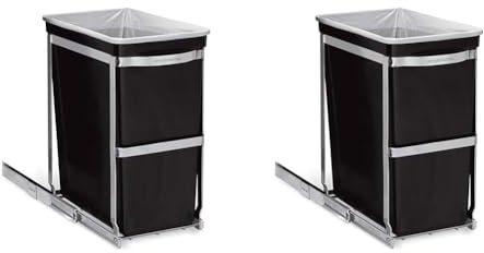 simplehuman CW1124 Pull-Out Kitchen Cupboard Cabinet Bin, Easy to Install, Commercial-Grade Ball-Bearing Tracks, Easy-Access Handle, Polished Heavy-Duty Steel Frame, W 24.9cm x H 48.5cm x D 45.0cm