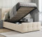 Upholstered Ottoman Bed Single Bed Frame UKFR Velvet Beige Ottoman Storage Bed with Gas Lift End Opening Wooden Slats with Storage Bed (3ft Single 90 x 190, No Mattress)