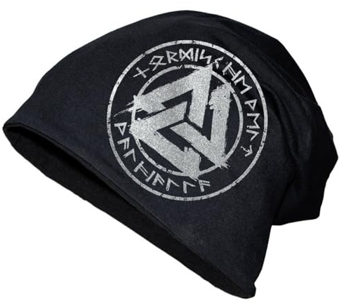 SONS OF ODIN Herren Long Beanie Mütze Valknut Silber Rune Norse Nordic vikingwear Wikinger