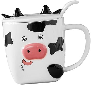 TOPBATHY 1 Satz Tasse the office mug cute mugs Keramik-Teebecher Kuh-Trinkbecher Trink Gläser Wassergläser praktischer Trinkbecher Wasserbecher mit Löffel Karikatur Becher trinken die Kuh