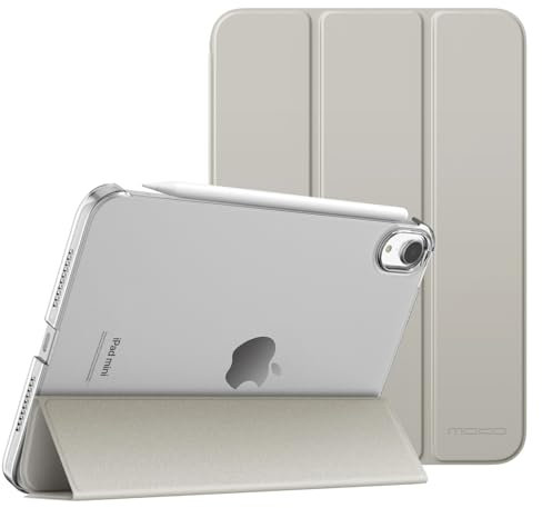 MoKo for iPad Mini 7 (A17 Pro) Generation Case 2024, iPad Mini 6 Case 2021, 8.3-inch Slim Lightweight Protective Hard Back PC Shell Stand Cover Support Touch ID, Auto Wake/Sleep, Silver
