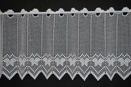 Gardinen Kranzusch Scheibengardine Häkeloptik 25x140 cm H/B Weiß Bistrogardine Vorhang Küche 1er Pack