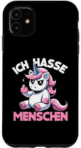 Ich Hasse Menschen Lustiges Einhorn Anti-Social Deutsch Spruch Hülle für iPhone 11