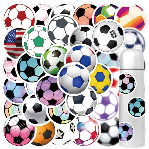 60 PCS Water Bottle Football Stickers, Cute Vinyl Waterproof Stickers Aesthetic Laptop Stickers for Phone Skateboard Scrapbook Luggage Car Decals for Adults Teens Kids Girls