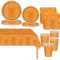 Vajilla de fiesta de diamantes brillantes naranja para niñas, 81 piezas de vajilla de cumpleaños naranja, platos de papel, tazas, servilletas y mantel para ella, regalos de cumpleaños, suministros de
