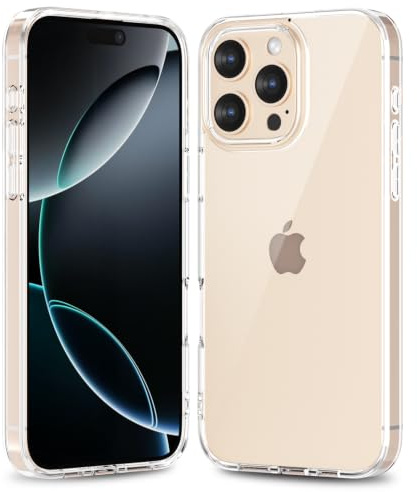 oakxco Thin Slim Clear case for iPhone 16 Pro, Transparent Hybrid Hard Shell Plastic & Soft Silicone Rubber Bumper, Non-Yellow Acrylic Protective Lightweight Cover for Women, Clear