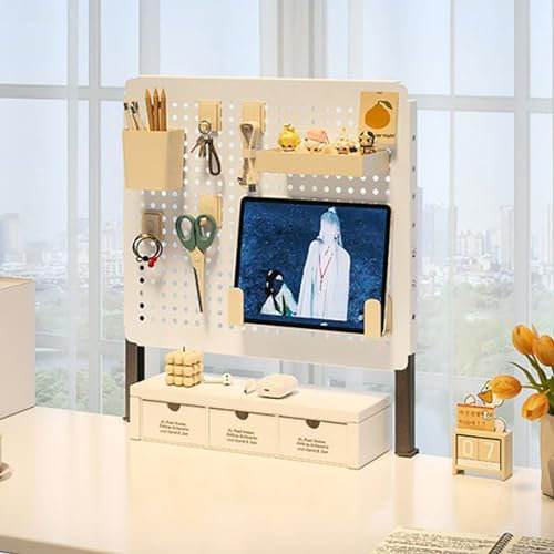 Desk Extender Clamp-on Pegboard Privacy Panel with Accessories - Magnetic Metal Peg Board for Gaming Desk Organization