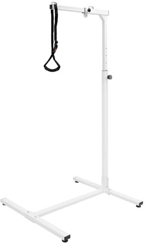 QWORK® Bettgalgen mit Trapezgriff - Freistehender Bett Aufstehhilfe für Senioren - Verstellbare Höhe 130-175cm, max. Belastung ca. 100 kg - Robuste Lackierter Stahl