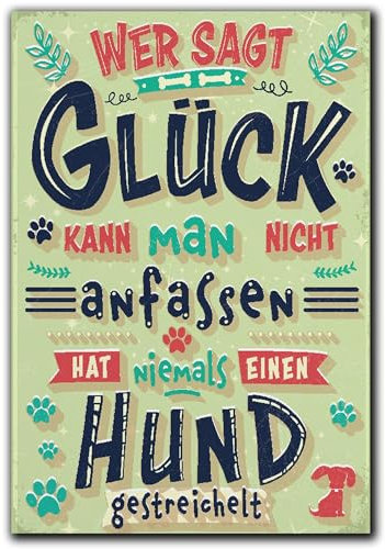 LANOLU Kühlschrankmagnete lustig- Glück Hund gestreichelt - Geschenke für Hunde-Liebhaber- lustige Magnete mit Sprüchen und witzigen Motiven 8x5,5cm