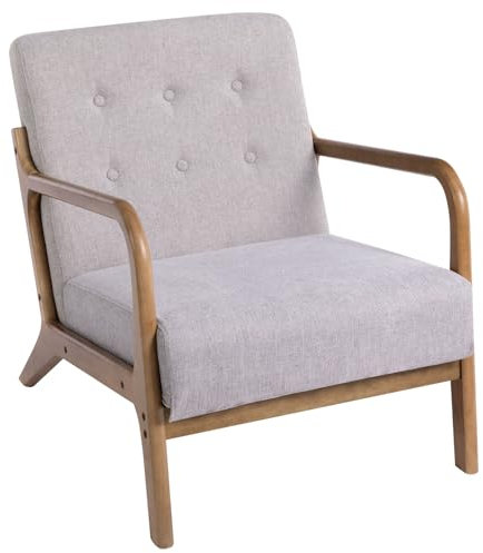HollyHOME Ohrensessel Sessel Wohnzimmer & Schlafzimmer Relaxsessel Lesesessel Lounge Sessels Holz, Grau